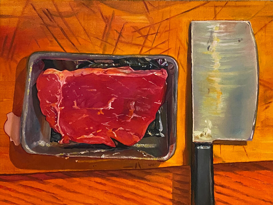 Dinner (2024) oil on canvas 12x16"