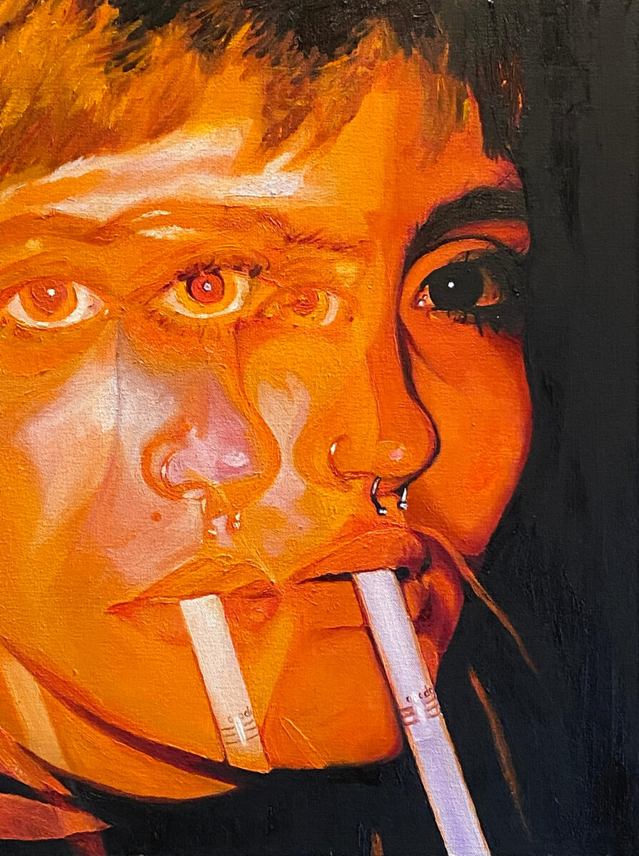 Self Portrait with Cigarette (2024) oil on canvas 20x15"