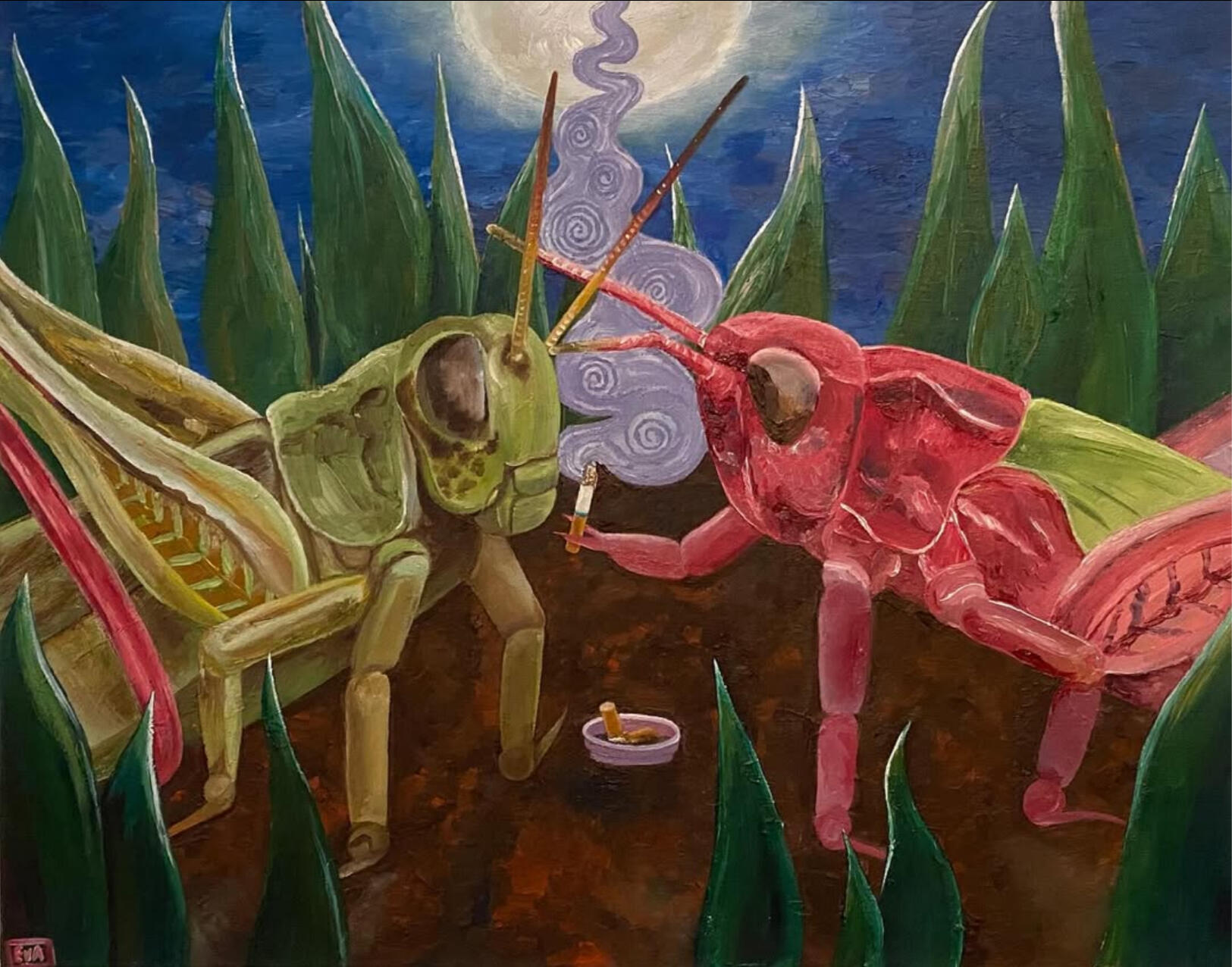 Smoke Break (2024) oil on canvas 22x28"