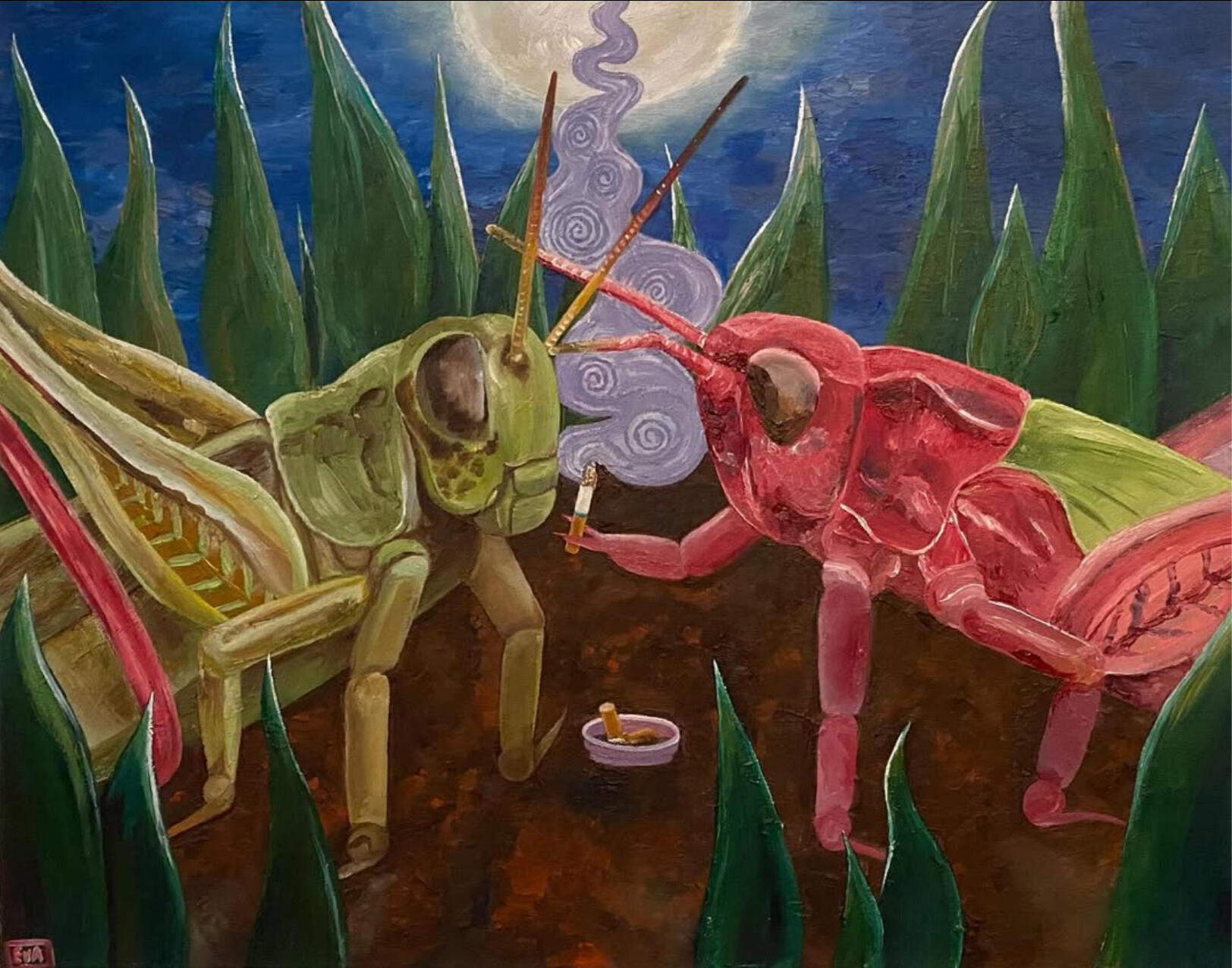 Smoke Break (2024) oil on canvas 22x28"